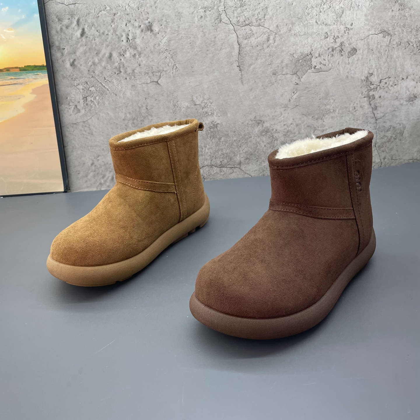 勃肯短靴女2025新款冬季女鞋加绒加厚雪地靴女款复古防滑面包棉鞋