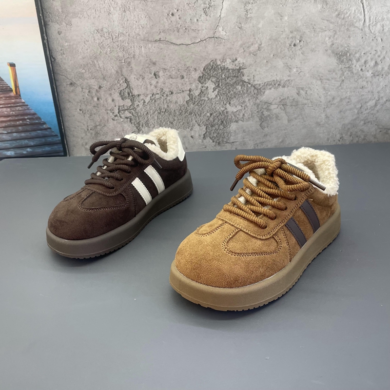 工厂撤柜处理2025秋冬季新款圆头系带复古加绒保暖女棉鞋德训鞋