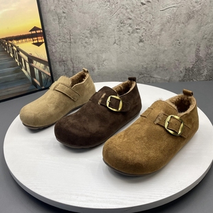 圆头套脚内增高加绒保暖复古勃肯鞋 2025撤柜断码 女鞋 新款 女 秋冬季