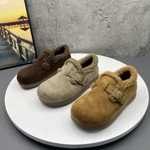 2025撤柜断码秋冬季新款圆头套脚复古平底绒里保暖勃肯鞋女棉鞋