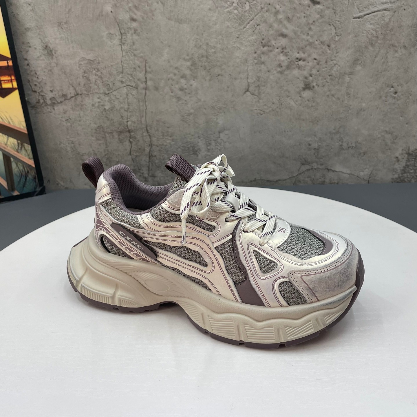 2025秋冬季新款撤柜断码真皮厚底增高爆款网面透气学院风老爹鞋女,女鞋,时尚休闲鞋,淘宝优惠券,粉丝福利购,淘宝优惠卷