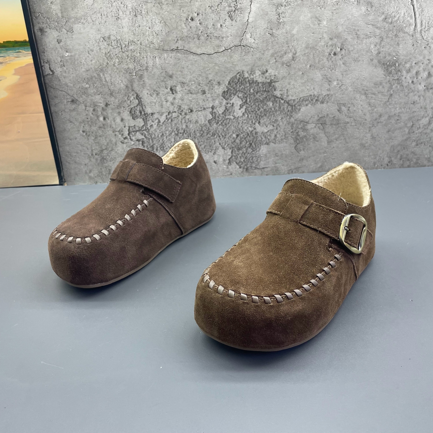 2025撤柜断码秋冬季新款真皮女鞋内增高复古勃肯鞋加绒保暖女棉鞋