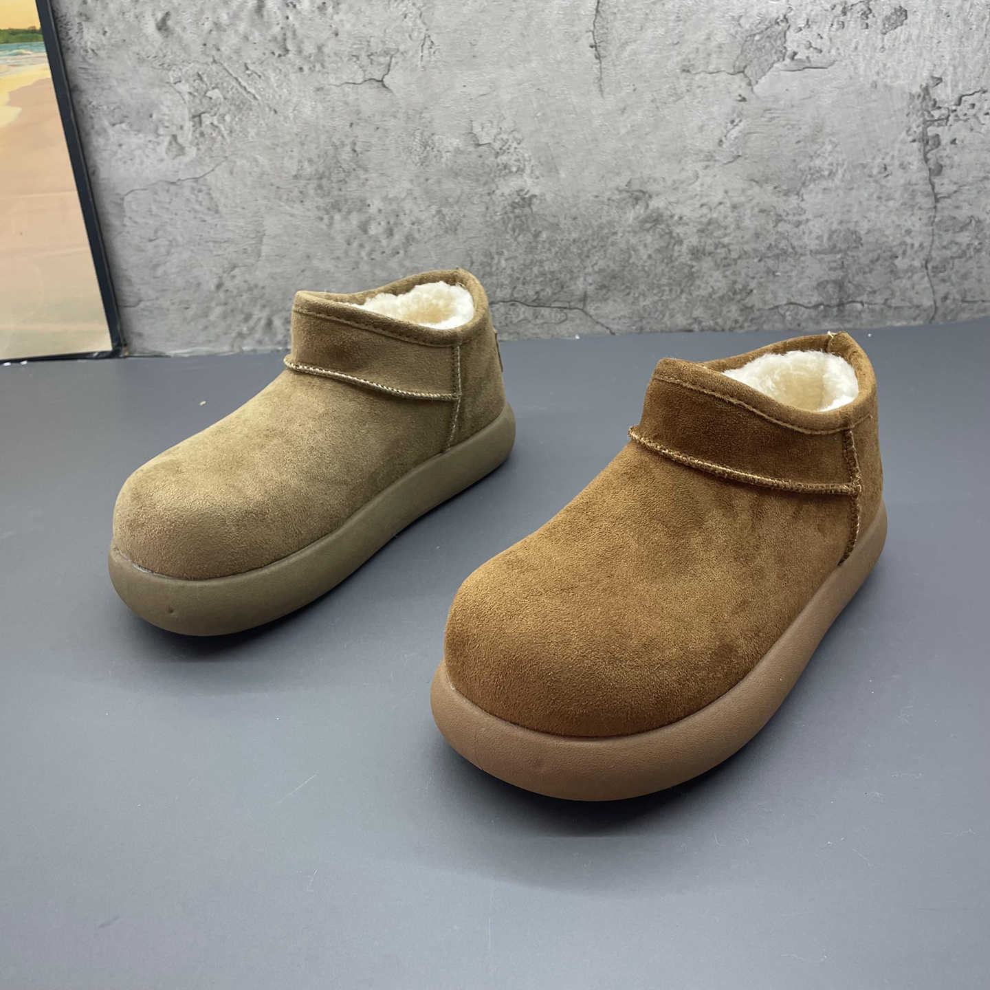 复古小土豆加绒勃肯鞋女2025冬季新款加厚一脚蹬保暖雪地靴棉鞋子