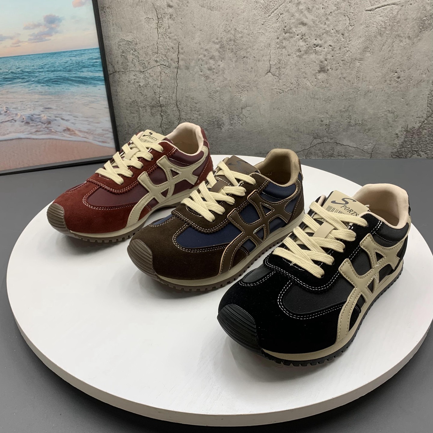 真皮红色德训鞋女2025年春秋新款美式复古阿甘鞋平底休闲鞋,女鞋,时尚休闲鞋,淘宝优惠券,粉丝福利购,淘宝优惠卷