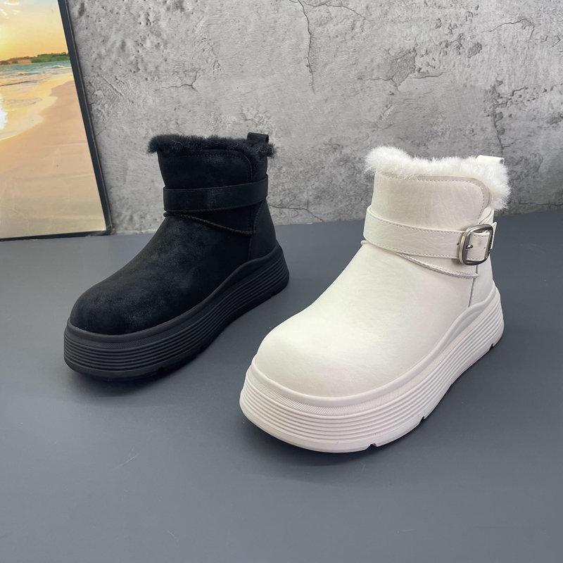 2025新款撤柜断码处理冬季真皮厚底时尚百搭加绒保暖雪地靴女棉靴