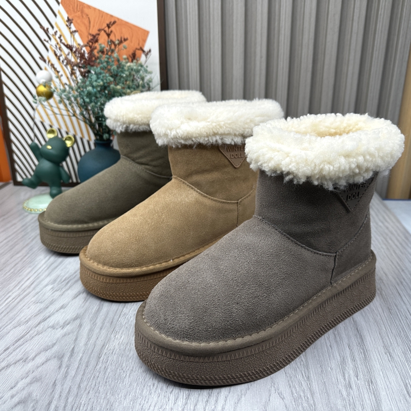 2025新款撤柜断码处理冬季真皮厚底时尚百搭户外羊毛保暖雪地靴女