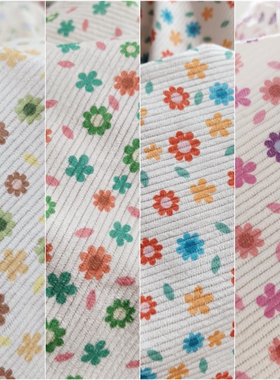 彩花薄款坑条面料做工艺品背带裤头花发圈饰品手工鞋面灯芯绒布料