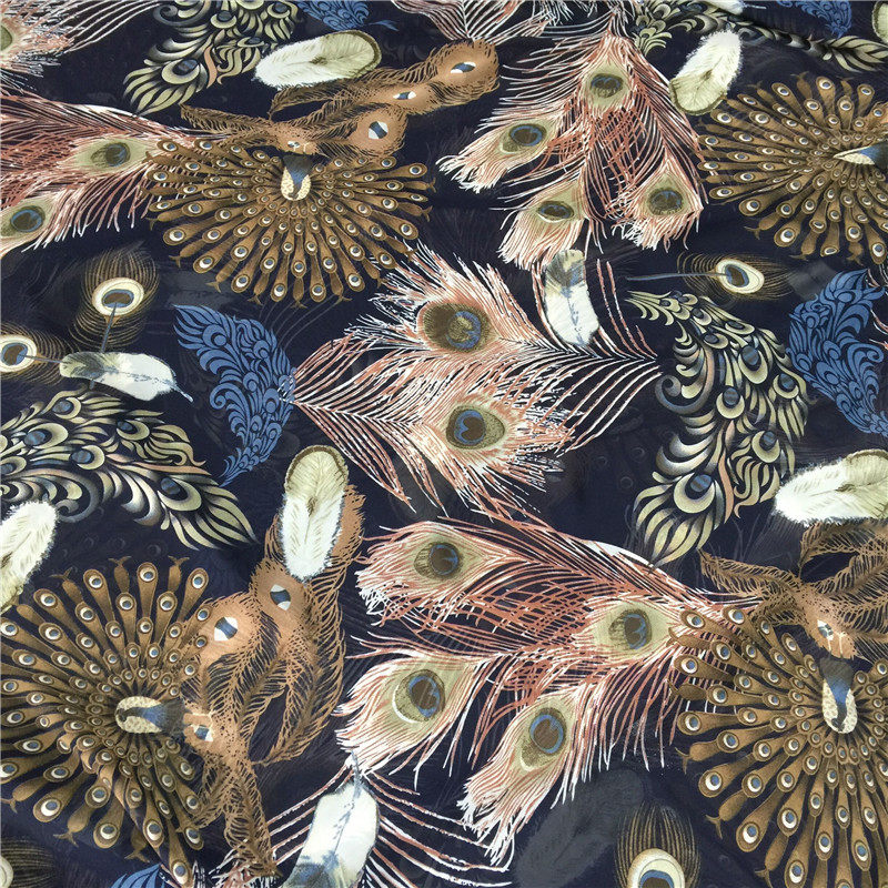 75D new pattern Peacock feathers printing Chiffon cloth shirt Georgette Explosive money Suspender dress Fabric accessoriesin the Home Fabric , Cloth/Fabric/Manual diy Cloth fabric  category - from Buy2taobao.com to provide professional Taobao agent buy service