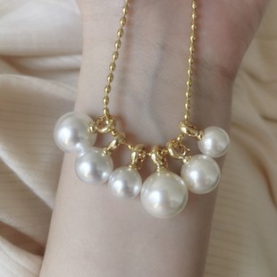 万能扣RUK自制fever大澳白冷光正圆强光大珍珠吊坠项链裸坠可拆卸