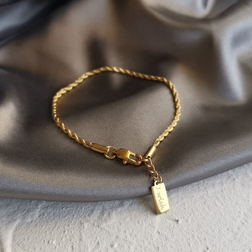 定制款不褪色镀18k真金麻花手链