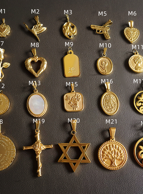 RUKL情侣钛钢原创吊坠不掉色金色