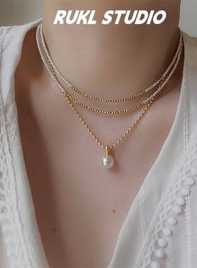 RUKL珍珠巨细女闪项链