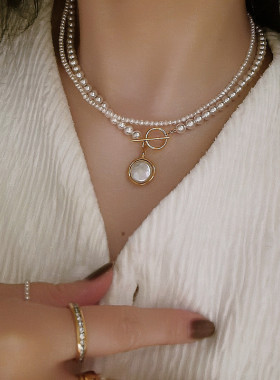 珍珠包金女原创手工项链