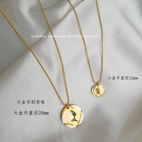 RUKL新高质感复古字母金币款头像圆牌吊坠项链欧美长款项链毛衣链 - 封面