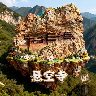 山西大同悬空寺旅游纪念品金属浮雕冰箱贴文创工艺品送朋友礼物