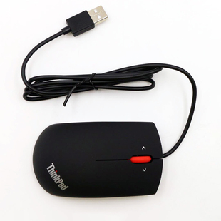 电脑蓝光磨砂USB有线鼠标 小黑大红点笔记本台式 Thinkpad经典 全新