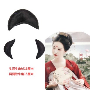 古筝演出汉服假发女古装造型cos万用牛角垫发包古风襦裙发髻整套