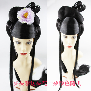 舞台cos反串古装贵妃整顶假发套 影楼复古新娘/仙女古代小姐假发