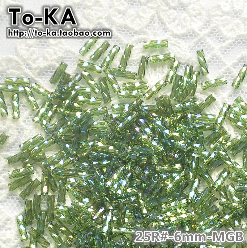 [MGB-25R#]串珠材料正品日本进口MGB管珠6mm橄榄绿幻彩透明螺旋管