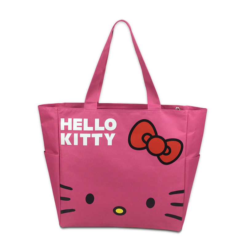 中号kitty猫购物袋学生可折叠卡通印花防水帆布袋手提袋妈咪包