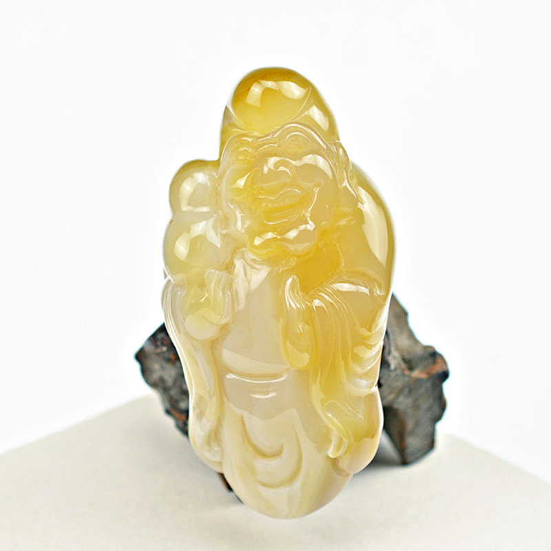 天然玛瑙男士手把玩件寿星公摆件