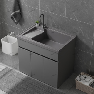 石英石洗衣池台盆一体洗衣台盆池一体带搓板洗衣柜蜂窝铝阳柜家用