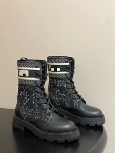 高品真皮拼色英伦风绑带厚底马丁靴女25新款 短靴 增高时尚 休闲时装