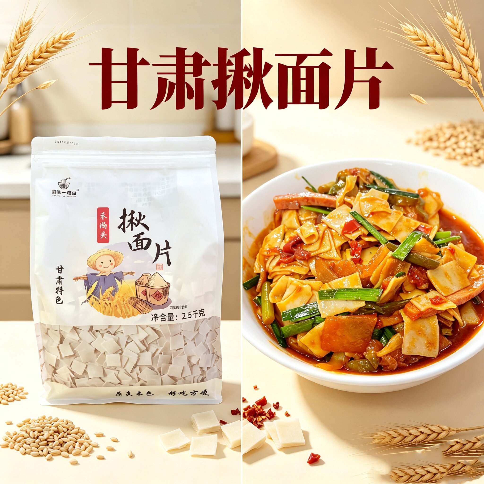 【甘肃揪面片】禾尚头小麦面雀舌香头苦荞干面5斤