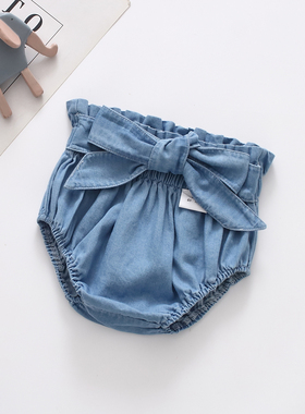 女童牛仔短裤柔软纯棉洋气外穿韩版婴幼儿花苞裤宝宝夏季PP裤