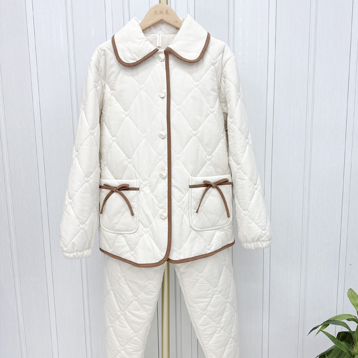 2024亲情 冬季女士纯棉修身三层加厚加绒夹棉家居服睡衣54912019