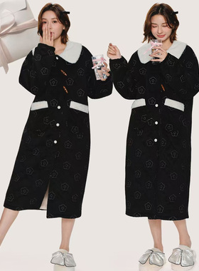 安杜拉 冬季女士长款睡袍加厚夹棉加绒家居服56003Q