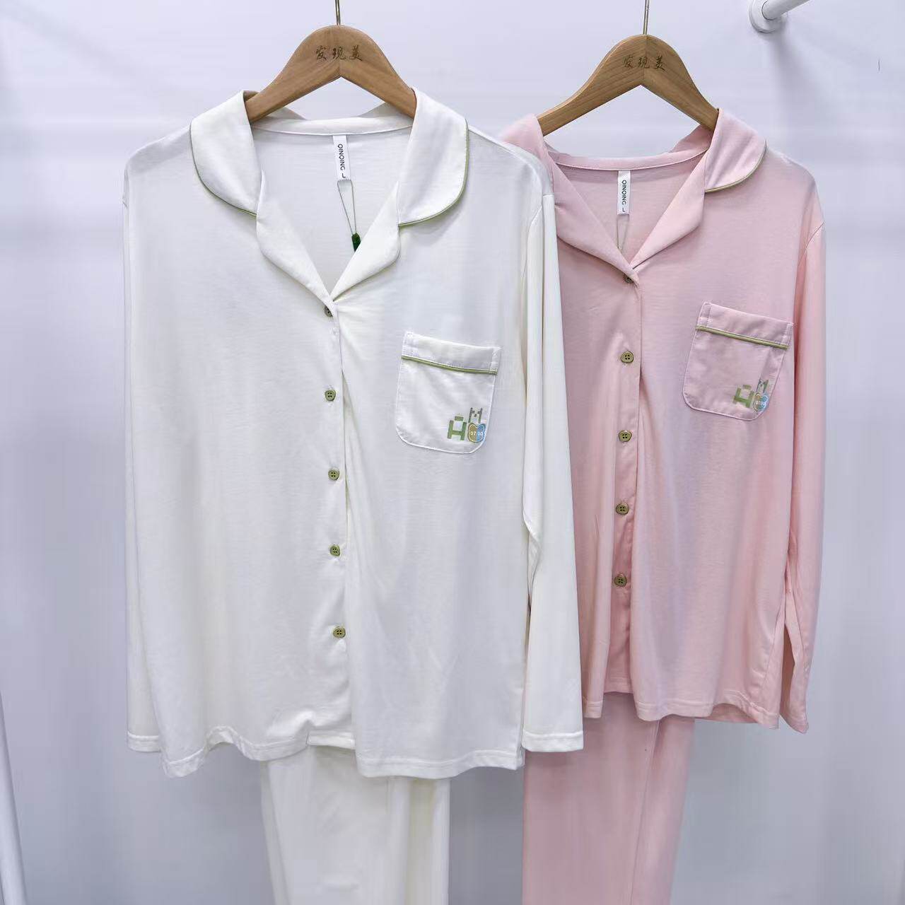 特价亲情春季女士长袖冰爽棉翻领开扣简约家居服睡衣套装55172001