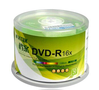 RITEK铼德档案DVD-R光盘数据DVD刻录盘DVD光盘空白光盘光碟50片