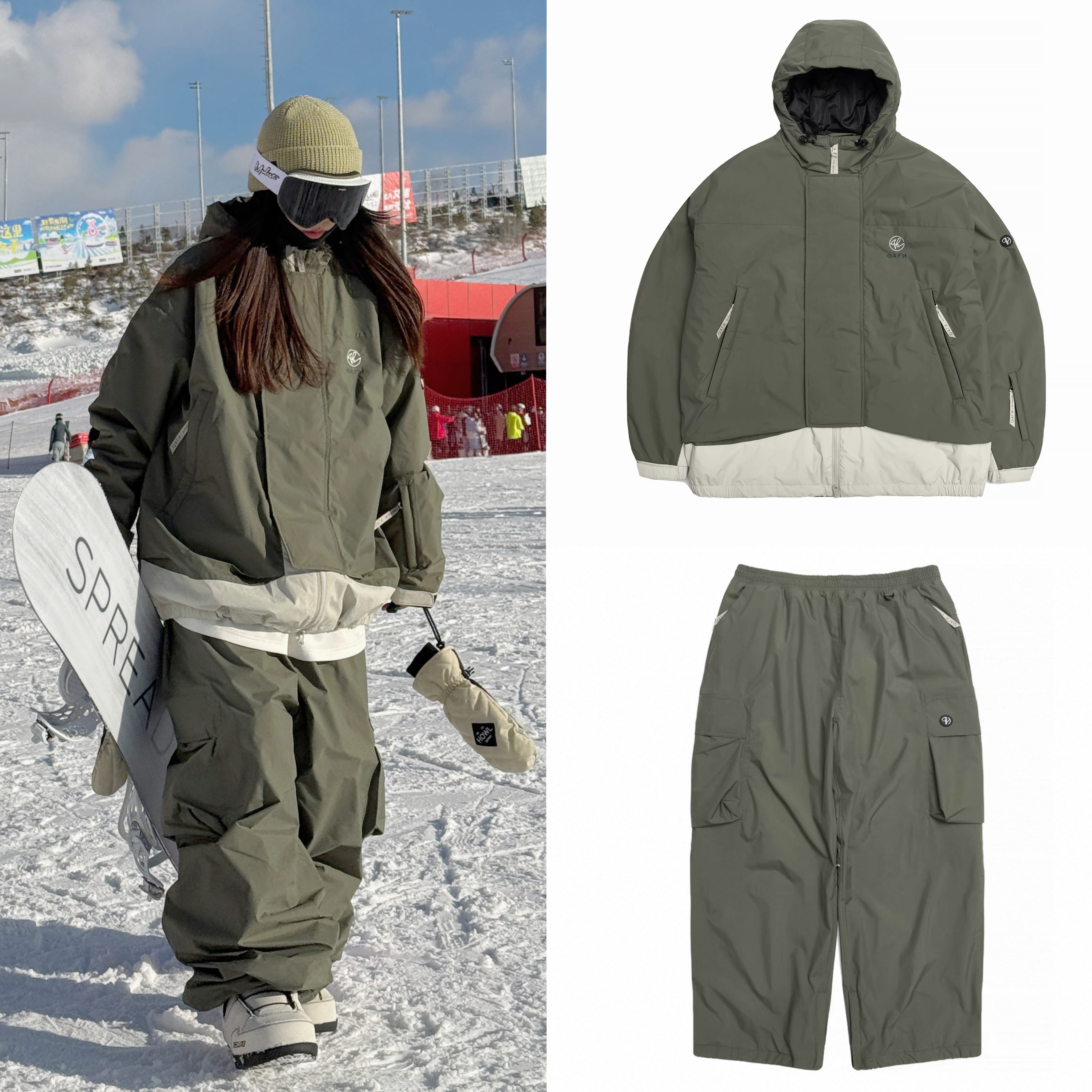 沈小仙推荐GAFH韩国代购单板滑雪防水防风滑雪服套装
