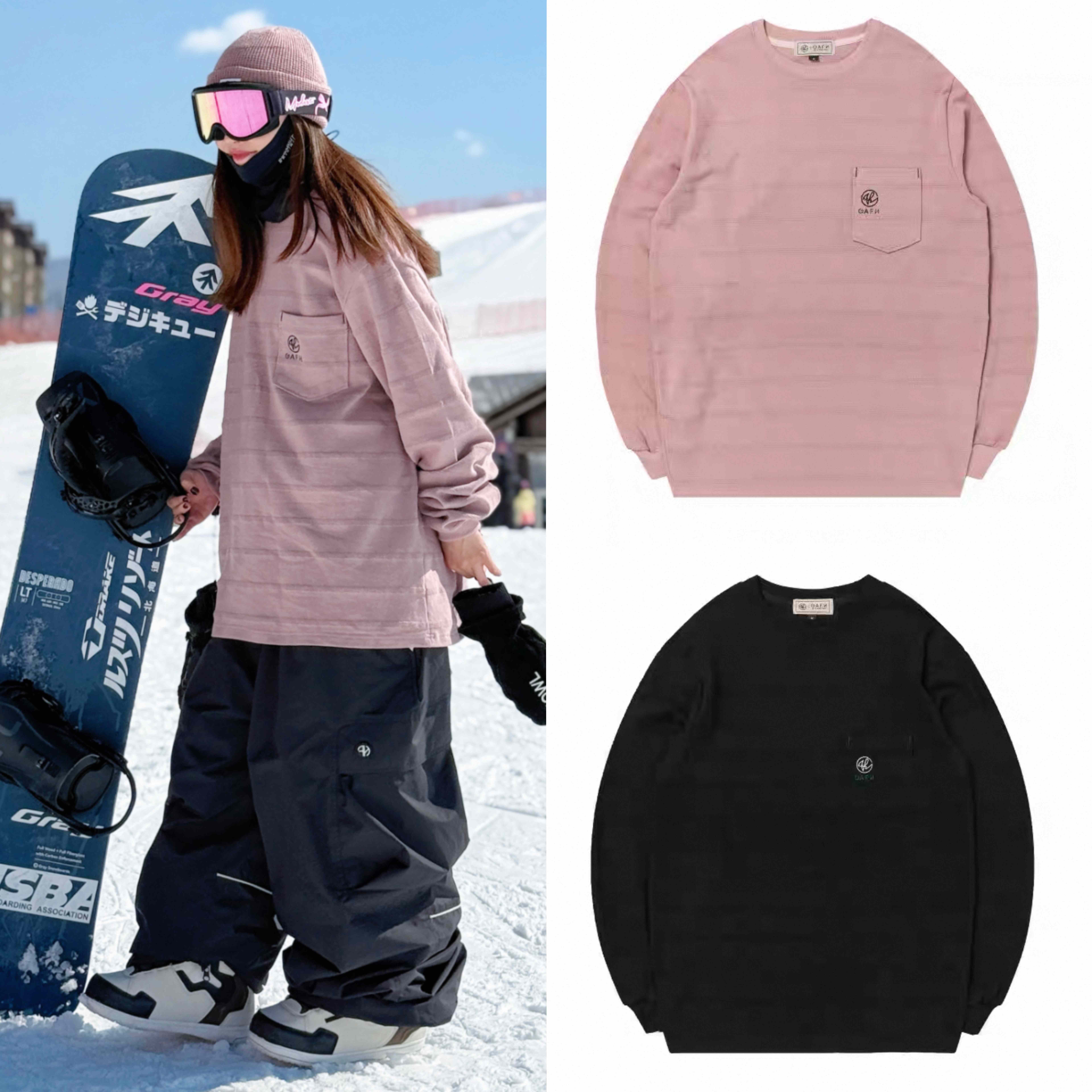 沈小仙推荐韩国代购现货GAFH单板滑雪长袖T恤平花不防水休闲