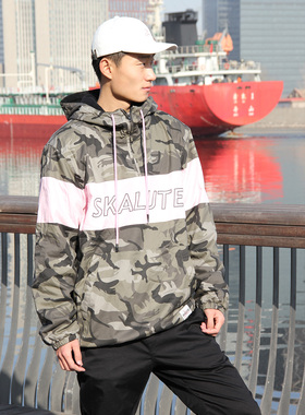 SKALUTE滑板套头帽衫厚灯芯绒厚迷彩夹克内里摇粒绒帽衫卫衣 1985