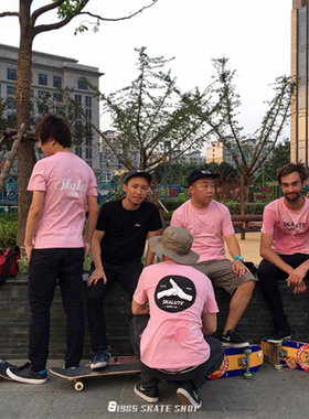 SKALUTE动作短袖纯棉街头潮流 TO11 白/粉/黑 1985滑板店