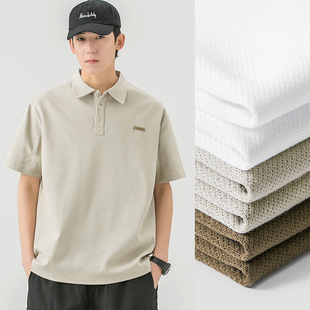 WOODSOON男生短袖Polo衫夏季潮流翻领宽松透气重磅半袖T恤