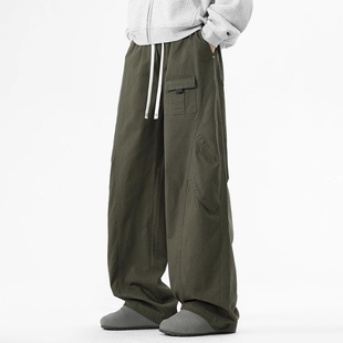 纯棉工装裤美式潮牌男士秋冬新款宽松百搭高街直筒休闲裤