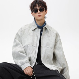 美式复古外套男高级感痞帅炸街机车高街飞行夹克潮牌百搭