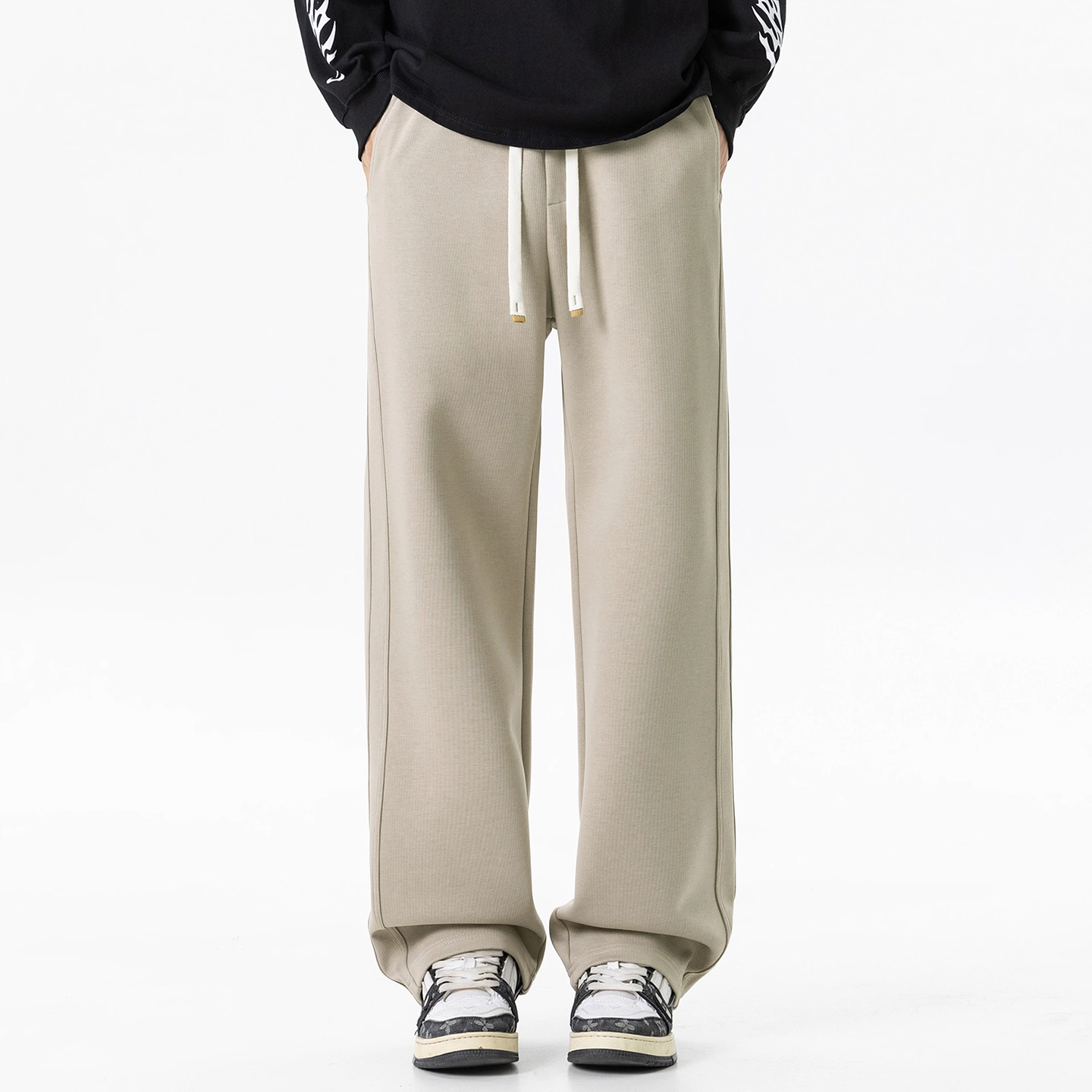 WOODSOON简约休闲男士束脚卫裤潮牌秋冬季新款纯色宽松百搭针织裤