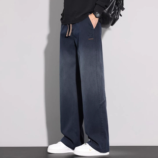 WOODSOON秋冬季男生时尚休闲直筒牛仔裤加绒宽松百搭男士长裤子