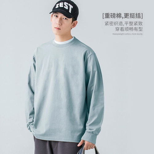 长袖T恤男款春秋季纯棉打底上衣男生圆领百搭德绒体恤衫