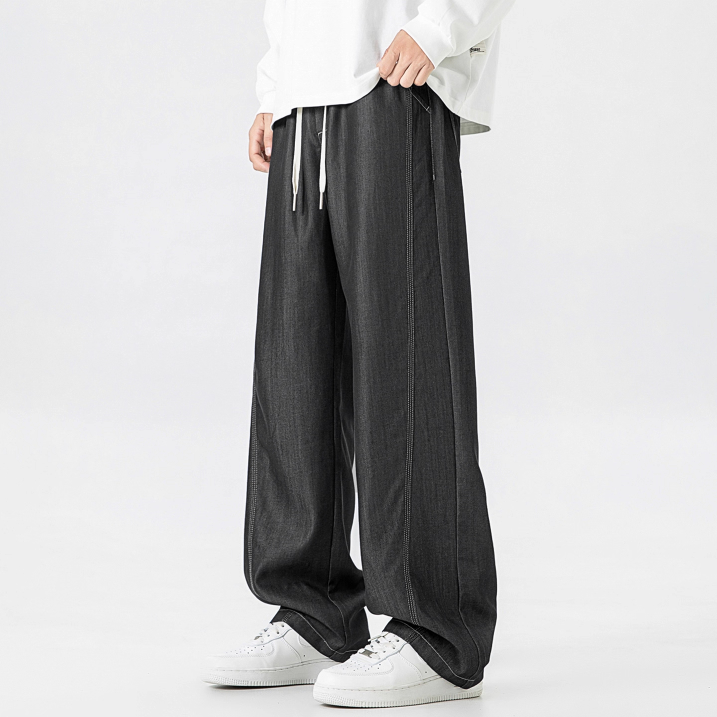 WOODSOON男士牛仔裤美式潮牌宽松休闲裤水洗潮流百搭阔腿直筒裤子