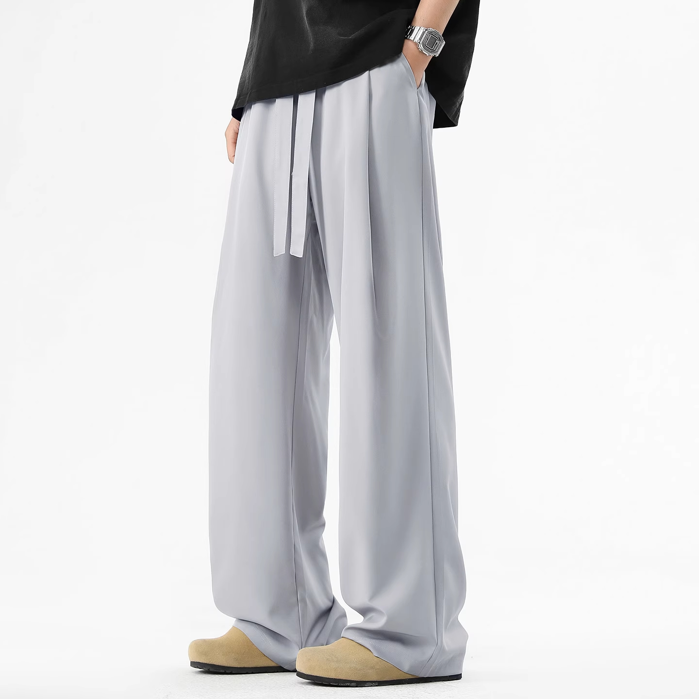 WOODSOON男士宽松休闲直筒裤户外运动垂感潮牌秋冬季新款阔腿裤子