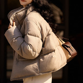 雪线 鹅绒服 95白鹅绒×100S羊毛时髦立领短款 羽绒服冬季 新款