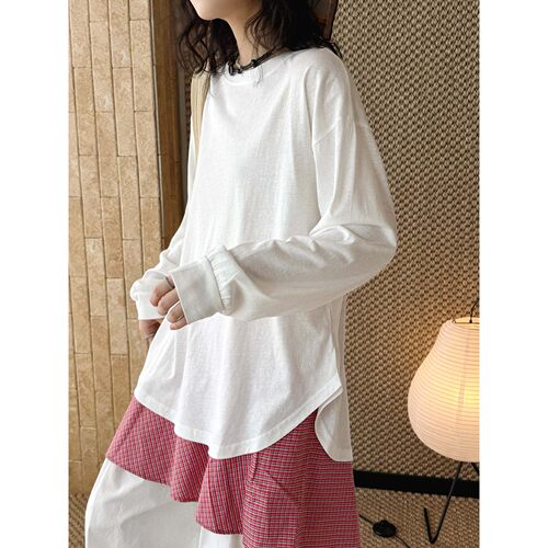 春款韩版简约松弛感圆领基础款T恤宽松廓形佰搭上衣女