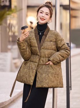 新中式国风羽绒服女2025冬季新款设计感复古保暖白鸭绒外套