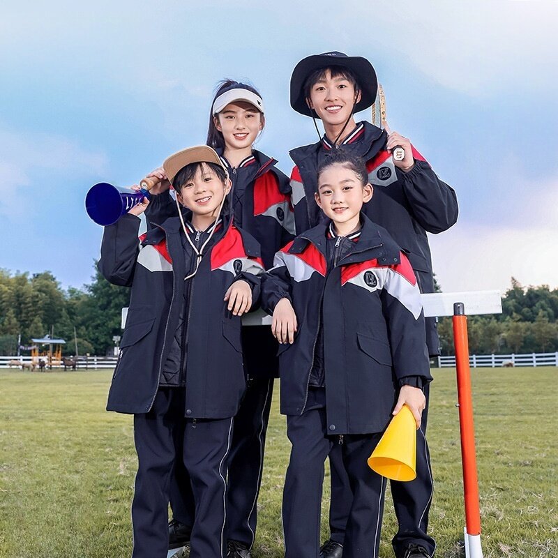 初中生高中校服秋冬装小学生冲锋衣三件套装儿童班服保暖冬季加厚