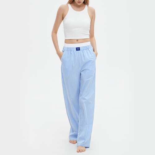 双腰头长裤纯棉直筒裤女家居裤